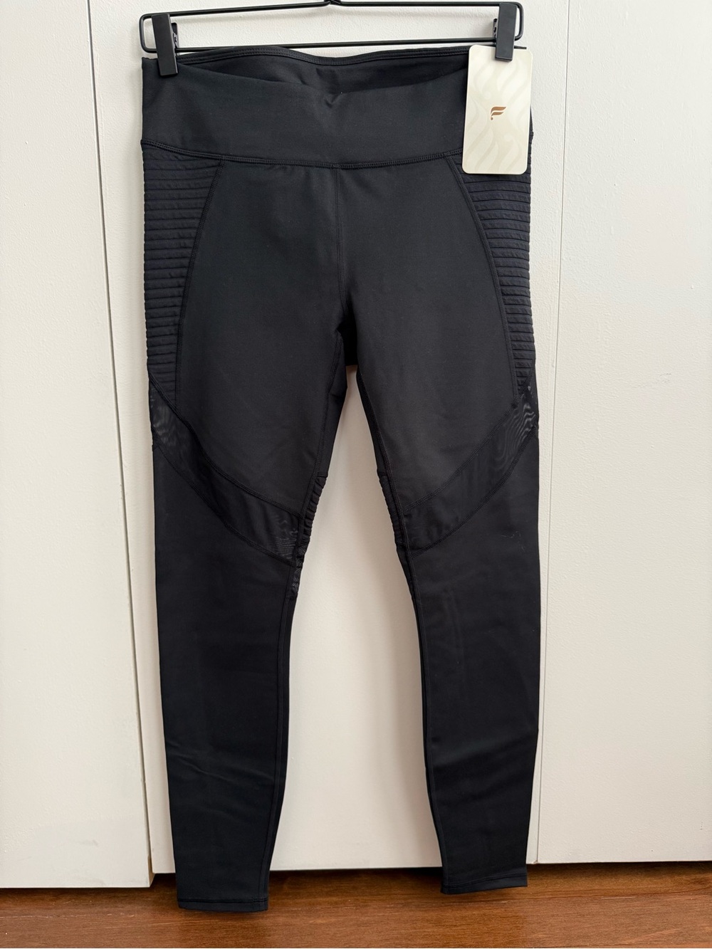 Fabletics Black Moto Mesh Powerhold Leggings Sz M NWT Salar